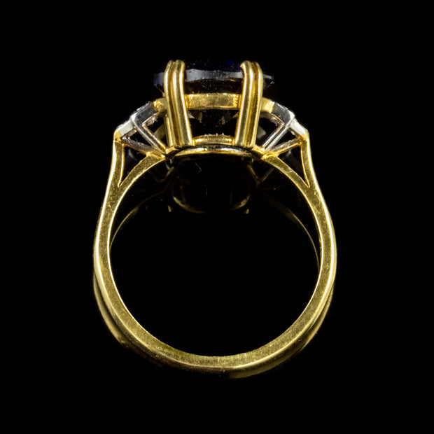 Cz Tanzanite Paste Stone Ring 18Ct Gold On Silver