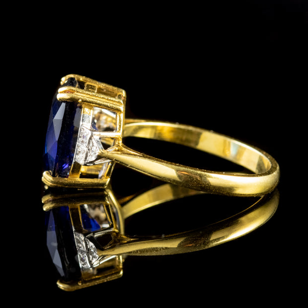 Cz Tanzanite Paste Stone Ring 18Ct Gold On Silver
