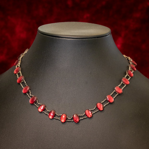 Antique Georgian Red Paste Stone Collar Necklace Cut Steel Circa 1800