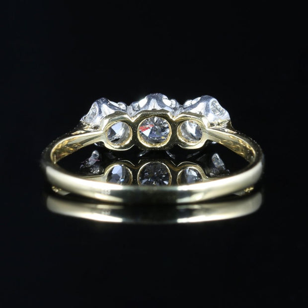 Antique Edwardian Diamond Trilogy Ring Circa 1915 Gold Plat