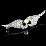 Antique Victorian Angel Wing Pearl Paste Brooch Circa 1890