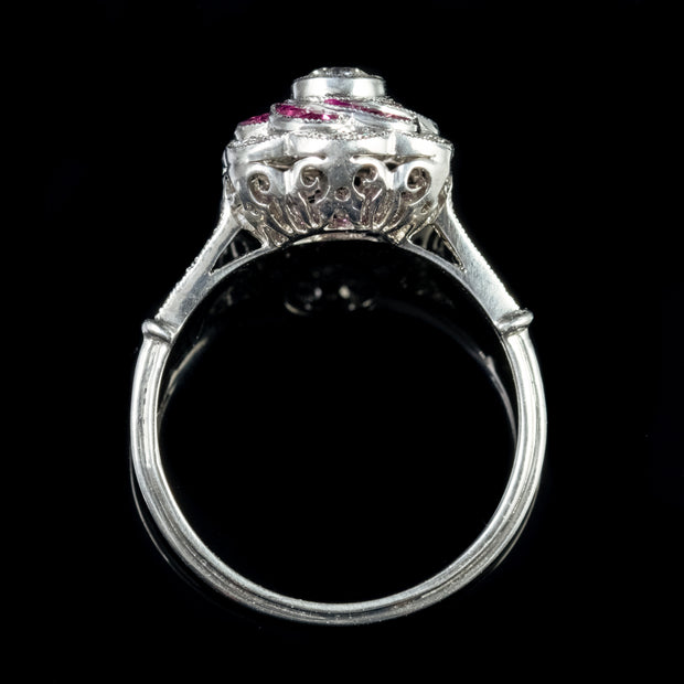 1Ct Diamond Ruby Cluster Engagement Ring Platinum