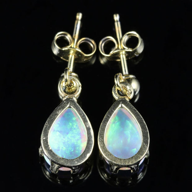 Opal Gold Dropper Earrings 9Ct Gold