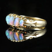 Antique Victorian Opal Ring Five Stone Circa 1880