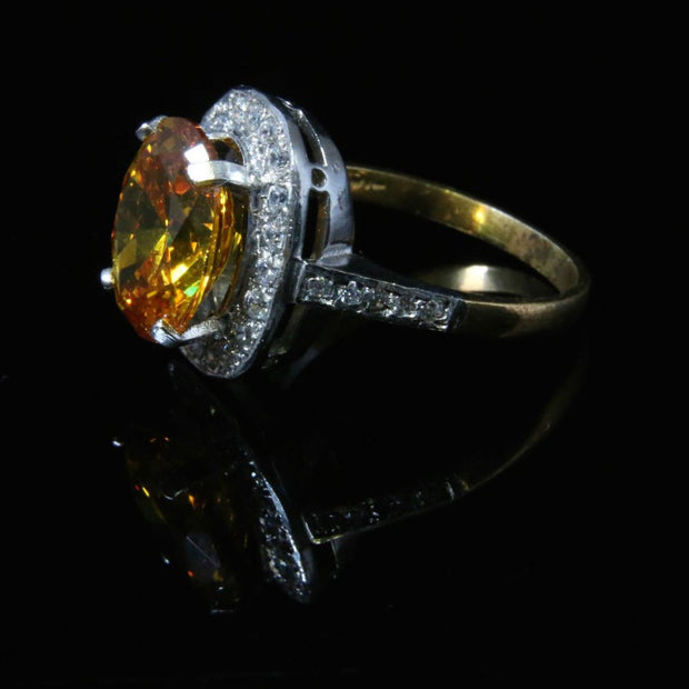 Large Yellow Sapphire & Paste Cluster Ring