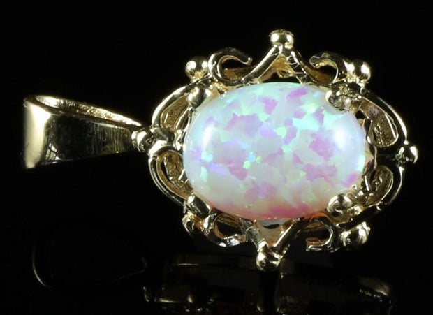 Antique Victorian Opal Pendant Fancy Pendant Set In 9Ct Gold
