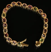Multi Gemstone Bracelet - Peridot Quartz Topaz Garnet