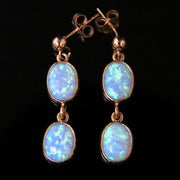 Opal Gold Earrings Double Drops 9Ct Gold