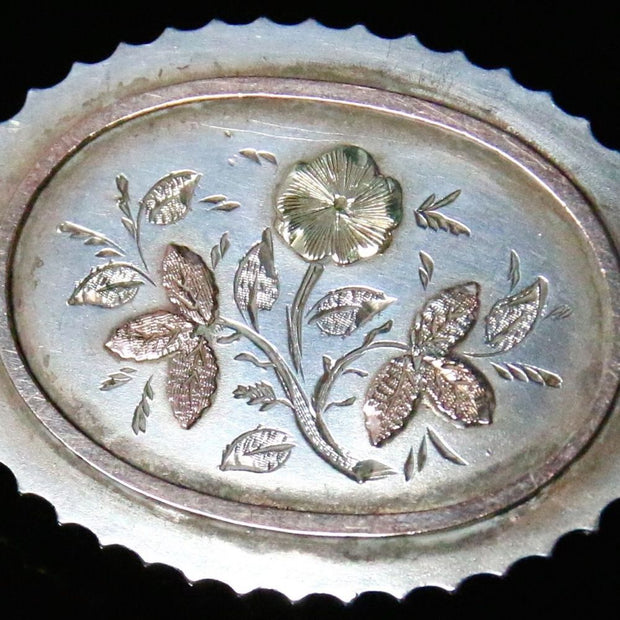 Antique Victorian Silver Gold Locket Brooch Circa 1900