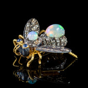 Opal Diamond Bug Brooch Silver 18Ct Gold