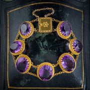 Antique Victorian Amethyst Bracelet 9ct Gold 70ct Of Amethyst Circa 1900