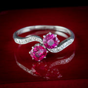 Art Deco Ruby Diamond Twist Ring 18ct Gold 1.20ct Natural Rubies Circa 1920 Cert