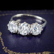 Antique Edwardian Diamond Trilogy Ring Platinum 2.65Ct Of Diamond Circa 1910 Cert
