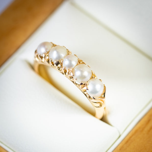 Antique Victorian Pearl Ring 18Ct Gold Circa 1900