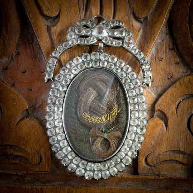 Antique Georgian Mourning Paste Locket Pendant Sterling Silver Circa 1800