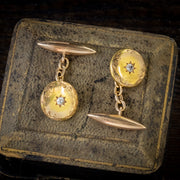 Antique Victorian Diamond Cufflinks 15Ct Gold Circa 1880