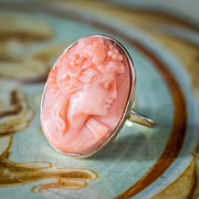 Antique Victorian Coral Cameo Ring 18Ct Gold Circa 1870