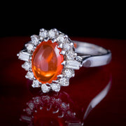 Vintage Fire Opal Diamond Cluster Ring 1.75ct Opal social