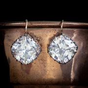 Antique Victorian Cushion Cut Paste Earrings Silver 18Ct Gold 12Ct Of Paste Circa 1880