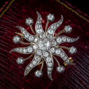 Antique Victorian Star Brooch Pendant 18Ct Gold Silver 3.30Ct Diamonds Boxed Circa 1880