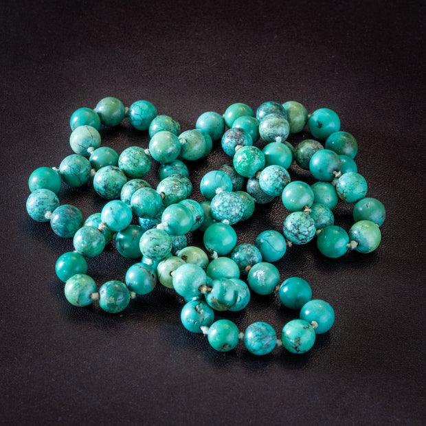 Antique Victorian Turquoise Bead Necklace Circa 1880 Cert