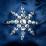 Antique Victorian Moonstone Star Brooch Silver Circa 1900