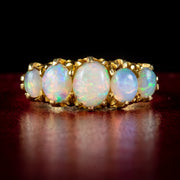 Antique Victorian Opal Five Stone Ring 18Ct Gold 2.20Ct Of Opal Circa 1900