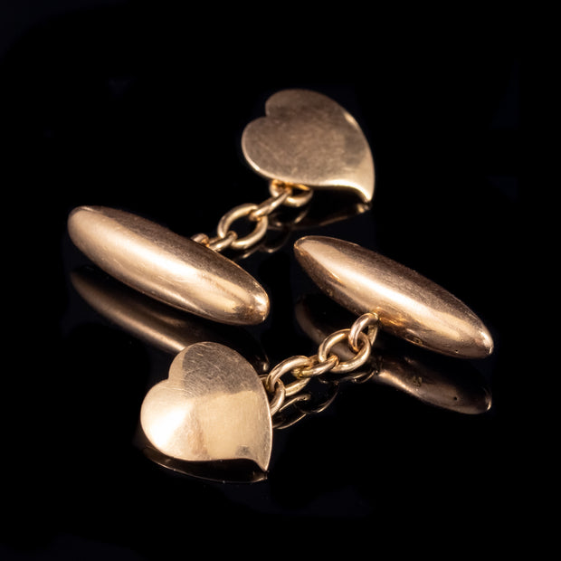 Antique Victorian Witch’S Heart Cufflinks 15Ct Rose Gold Circa 1880