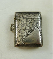 Edwardian Silver Vesta Case With Gold Inlay -  Dated 1909