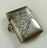 Edwardian Silver Vesta Case With Gold Inlay -  Dated 1909