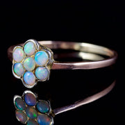 Antique Victorian Opal Flower Ring 9Ct Gold Circa 1900