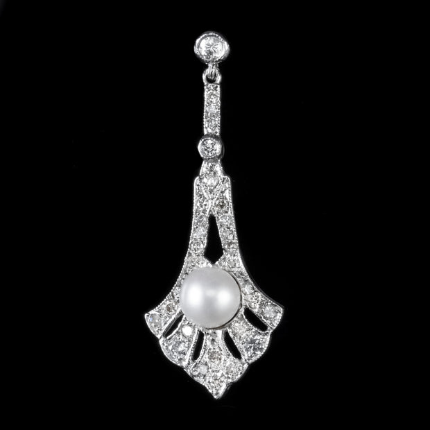 2Ct Diamond Pearl Drop Earrings 9Ct White Gold