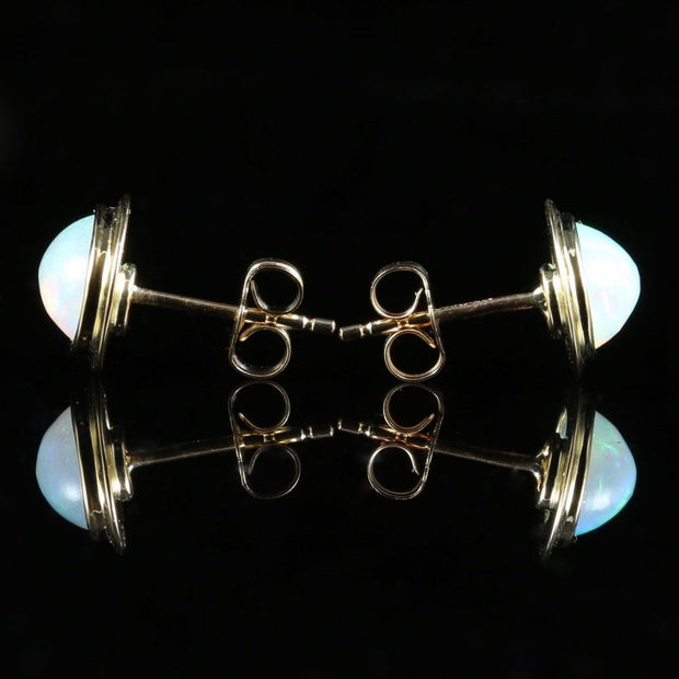 Beautiful Natural Opal Stud Gold Earrings 9Ct Gold