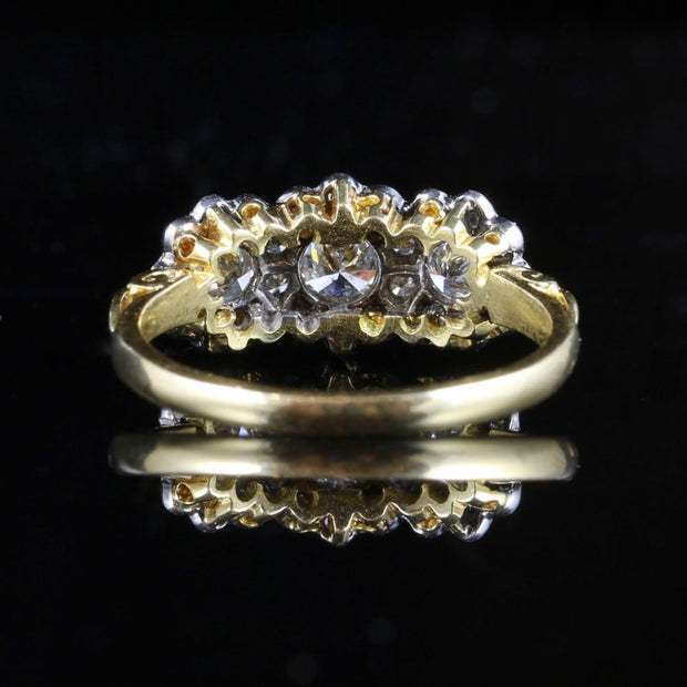 Antique Edwardian Diamond Trilogy Cluster Ring 0.80Ct
