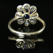 Antique Diamond Sapphire Ring 2Ct Diamond Cluster 1.60Ct Sapphire