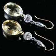 Antique Victorian Citrine & Paste Earrings Gold/Silver