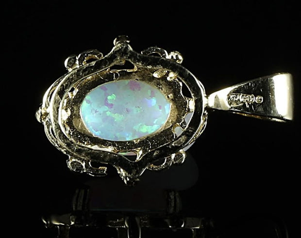 Antique Victorian Opal Pendant Fancy Pendant Set In 9Ct Gold