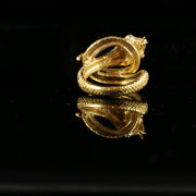 Gold Serpent Snake Ring 18Ct Gold On Silver