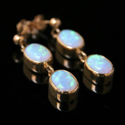 Opal Gold Earrings Double Drops 9Ct Gold