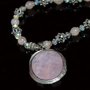 Silver Pink Quartz Crystal Dropper Necklace – Fabulous Collar