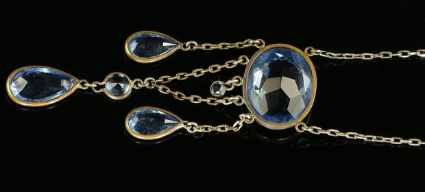 Antique Edwardian Blue Paste Necklace - Circa 1910