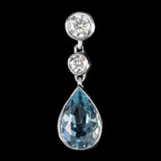 3.3Ct Aquamarine Diamond Drop Earrings 18Ct White Gold