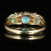 Opal Trilogy Diamond Ring 9Ct Yellow Gold