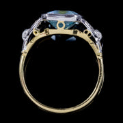 Emerald Cut Aquamarine Diamond Ring 3ct Aqua 18ct Gold