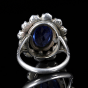 Antique Georigan Blue White Paste Ring Silver Circa 1800