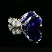 Cz Tanzanite And Paste Silver Earrings