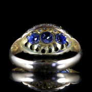 Antique Edwardian Sapphire Diamond Ring 18Ct Dated Chester 1903