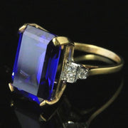 Cz Tanzanite White Sapphire Ring Emerald Cut
