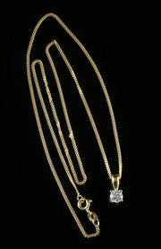 Antique Diamond Pendant & Chain - 0.7Ct Diamond On 18Ct Yellow Gold Chain
