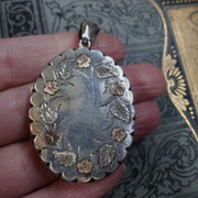 Antique Large Victorian Silver Gold Leaf Locket – Original Tin Photographs And Lovely Detail